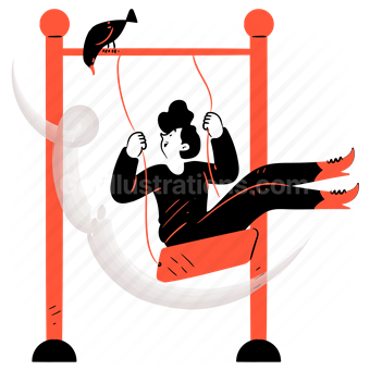 game, playground, children, child, swining, swing, bird